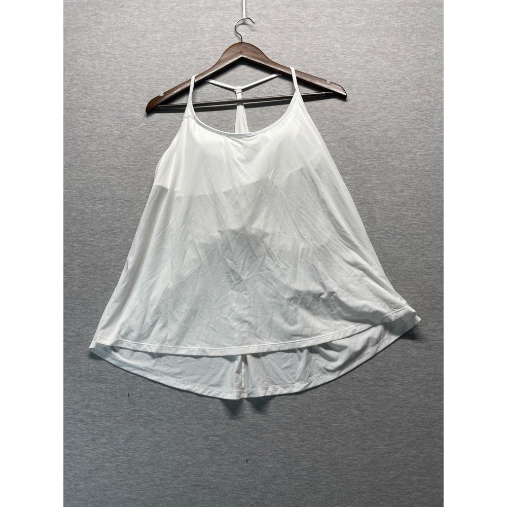 Halara SoftlyZero Airy Halter Draped Yoga Tank Top Womens L White Built In Bra